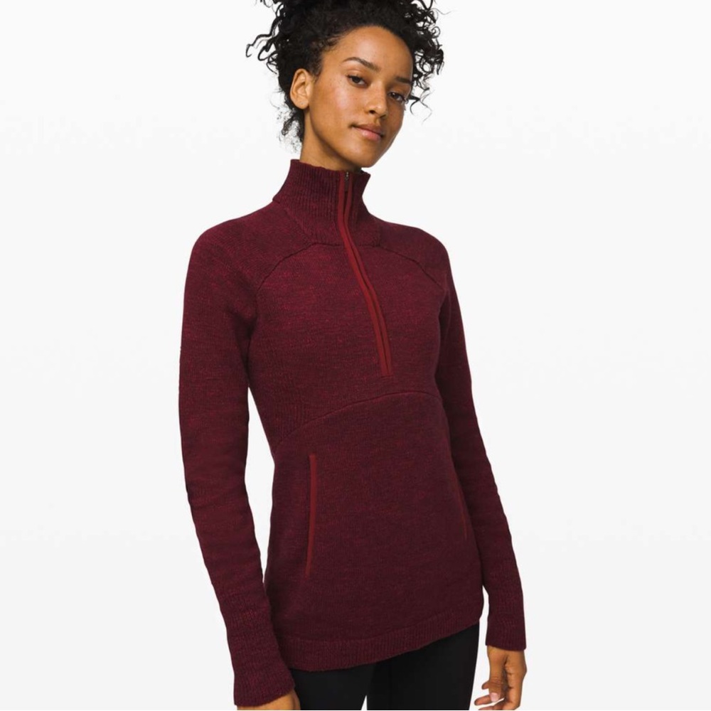 Lululemon Summit Stride Burgundy Half-Zip Sweater 1/4 zip